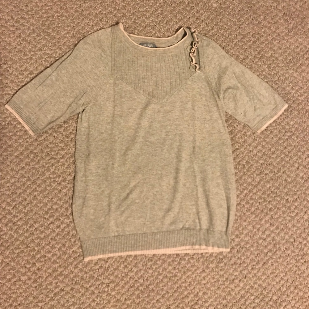 Delia’s Gray Ruffle Short Sleeve Sweater